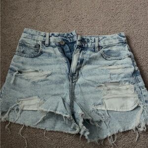 American Eagle Outfitters Light Blue Ripped Jean Shorts